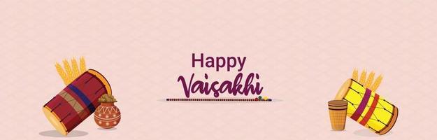 glücklicher vaisakhi punjabi Festivalhintergrund mit kreativer Trommel vektor