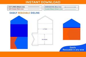 Luxus Jahrestag Einladung Verpackung Briefumschlag Dieline Vorlage Box Dieline und 3d Box vektor