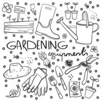 Karikatur Gartenarbeit Muster. Garten Werkzeuge Symbol oder Piktogramm. Garten Instandhaltung Logo. Rechen, Rasenmäher, Schaufel, Beschneidung Messer, Gartenschere, Bewässerung dürfen, Schubkarre und Axt. Gärtner, Garten Banner vektor