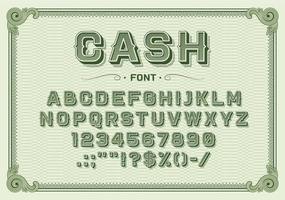 Geld Schriftart, Jahrgang Art oder Schrift Banknote vektor