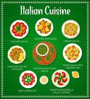 Vektorvorlage für das Design der Menüseite der italienischen Küche vektor