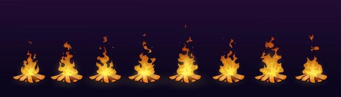 bål animation, brand flamma animerad tecknad serie vektor