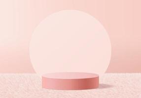 3d Valentinstag Hintergrundprodukte zeigen Podium auf rosa Teppichplattform. 3D-Rendering des Hintergrundvektors mit Podium. Gold steht für Showprodukte. Bühnenbild auf Podeststudio mit rosa Teppich auf dem Sockel vektor