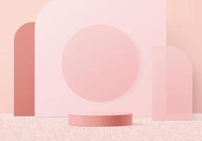 Produkt för abstrakt begrepp för bildskärm 3d minimal plats med geometrisk podiumplattform. cylinderbakgrundsvektor 3d-rendering med pallen. stå för kosmetiska produkter. scen showcase på sockel 3d rosa studio vektor