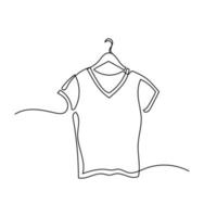 skjorta kläder en linje kontinuerlig enda redigerbar linje konst vektor