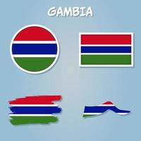 Afrika mit ausgewählt Gambia Karte und Gambia Flagge Symbol, Vektor Karte und Flagge.