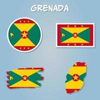 Amerika mit ausgewählt Grenada Karte und Grenada Flagge Symbol. vektor