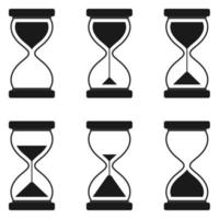 en uppsättning av vektor timglas i kräkas stilar, för webb design och internet i svart.