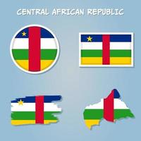 vektor av central afrikansk republik Land översikt silhuett med flagga uppsättning.