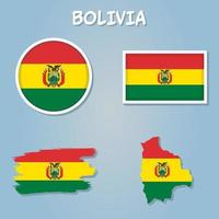 bolivia nationell flagga i en form av Land Karta. vektor