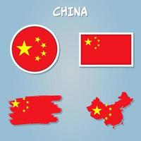 kreativ vektor Kina Land gräns översikt Karta tillverkad flagga.