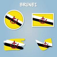 brunei Flagge Symbol Satz. Bruneisch Wimpel im offiziell Farben und Proportionen. vektor