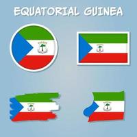 Vektor von äquatorial Guinea Land Gliederung Silhouette mit Flagge Satz.