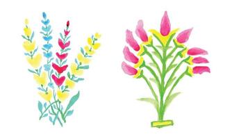 vattenfärg målning av blommor. blå och gul vattenfärg blommor design. skön blommor illustration vektor