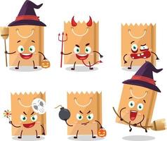 Halloween Ausdruck Emoticons mit Karikatur Charakter von Lebensmittelgeschäft Tasche vektor