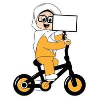 süß Mädchen Karikatur Reiten Fahrrad Grafik vektor