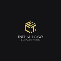 ct Initiale Monogramm mit Hexagon gestalten Logo, kreativ geometrisch Logo Design Konzept vektor