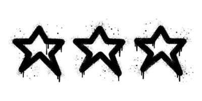 tre stjärna betyg positiv respons. spray målad graffiti tre stjärna i svart över vit. stjärna betyg symbol. isolerat på vit bakgrund. vektor illustration