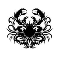 invecklad krabba design i svart och vit. Bra för logotyp, affisch, kort, baner, emblem, tecken eller tatuering. vektor