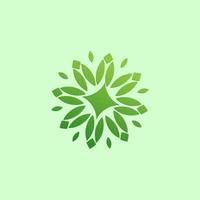 abstrakt grön bakgrund med löv logotyp, design vektor