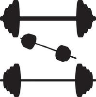 silhuett skivstång för Gym eller kondition sport symbol ikon logotyp vektor uppsättning. tung atletisk skivstång och årgång bodybuilding stencil logotyp design.