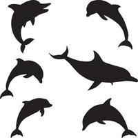 Delfin Silhouetten. einstellen Vektor Illustration