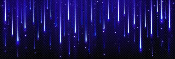 realistisch Blau Licht bewirken von Meteor Regen im Himmel vektor