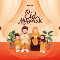 eid Mubarak Familie Mitglieder Gruß Sozial Medien Post Banner Illustration Vorlage vektor