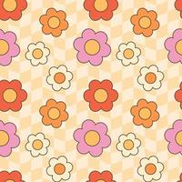 retro häftig hippie sömlös mönster. sömlös abstrakt geometrisk mönster. blommig bakgrund. vektor