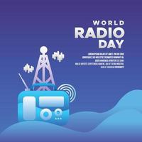 värld radio dag design bakgrund vektor