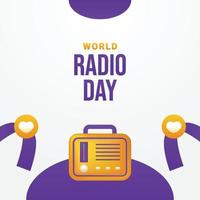 värld radio dag design bakgrund vektor