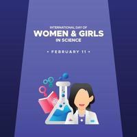 International Tag von Frauen und Mädchen im Wissenschaft Design Vektor
