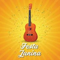 Feasta Junina Gitarre mit dekorativem Hintergrund vektor