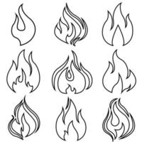 Feuer Symbol Vektor Satz. Flamme Illustration Zeichen Sammlung.