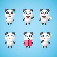 niedlicher Panda-Charakter-Entwurfssatz vektor