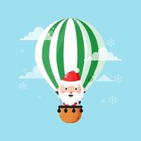 Der süße Weihnachtsmann fliegt in einem Heißluftballon vektor