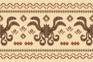 ethnisch Ikat Stoff Muster geometrisch Stil.afrikanisch Ikat Stickerei ethnisch orientalisch Muster braun Sahne Hintergrund. abstrakt,vektor,illustration.für Textur, Kleidung, Verpackung, Dekoration, Teppich. vektor