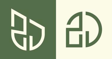 kreativ enkel första brev zj logotyp mönster bunt. vektor