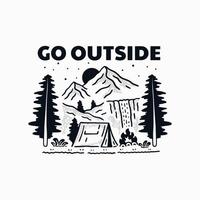 gehen draußen Camping auf Natur Design zum t Shirt, Aufkleber, Hintergrund und andere vektor