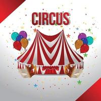 cirkus vektorillustration med nöjes tält och ballong vektor