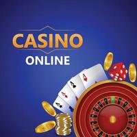 Casino Online-Spiel mit Luxus-Spielautomat und Spielkarten vektor