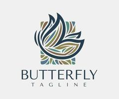 Jahrgang bunt abstrakt Schmetterling Logo Design Vektor. Linie Schönheit Logo Marke. vektor