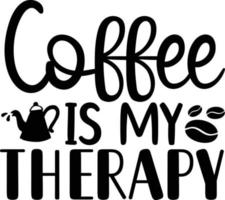kaffe är min terapi kaffe underlägg typografi mönster för Kläder och Tillbehör vektor