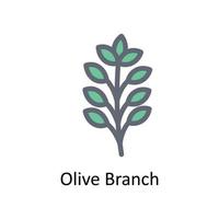 Olive Ast Vektor füllen Gliederung Symbole. einfach Lager Illustration Lager
