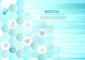 abstrakt blå hexagon mönster bakgrund. medicinska och vetenskapliga koncept och hälsovård ikon mönster. vektor