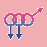 lgbtq bisexuell ikon retro stil design. klistermärke HBTQ, könlös, icke-binär, transpersoner, genderfluid, pansexuell, bisexuell, genderqueer, polysexuell vektor