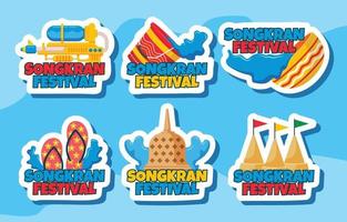 Songkran festival klistermärken vektor