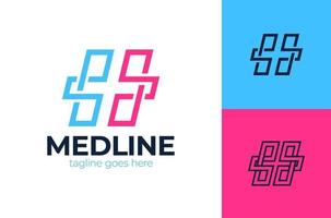 kreativ hälsovård koncept logotyp formgivningsmall. kors plus medicinsk logo ikon designelement mall vektor