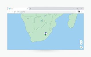 browser fönster med Karta av lesotho, sökande lesotho i internet. vektor