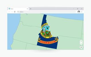 Browser Fenster mit Karte von Idaho, suchen Idaho im Internet. vektor
